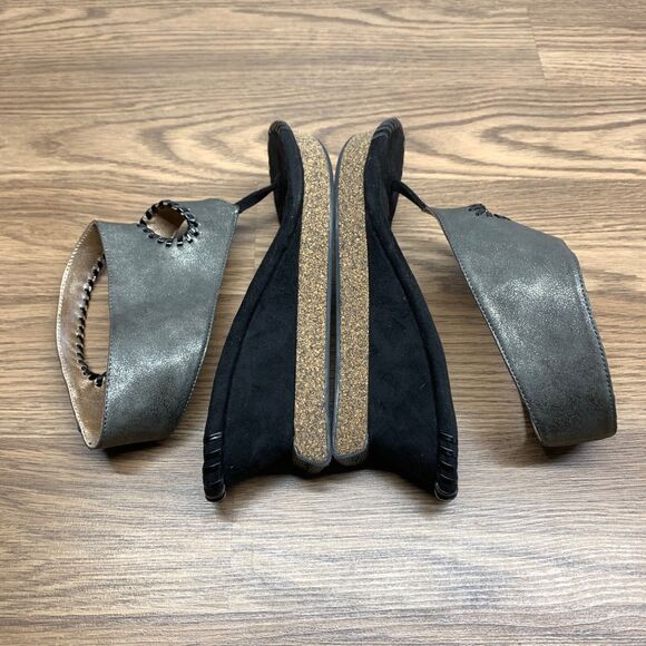 Modzori Reversible Sandals Womens 9 Wedge Cork Heels Ankle Strap Thong - Picture 2 of 10